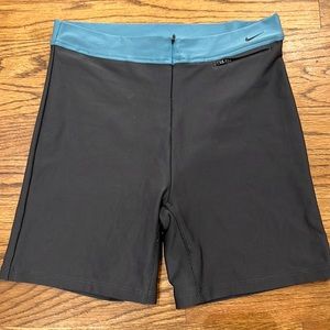 Nike dri fit bike shorts no padding short tights zipper pocket grey blue Sz M